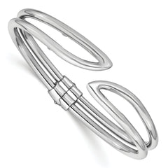 Sterling Silver RH-plated Polished Hinged Bangle