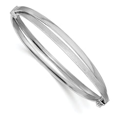 Sterling Silver RH-plated Polished Twist Hinged Bangle