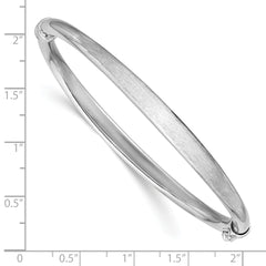 Sterling Silver RH-plated Brushed and Polished Hinged Bangle