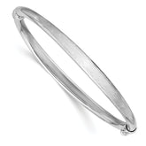 Sterling Silver RH-plated Brushed and Polished Hinged Bangle