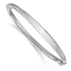 Sterling Silver RH-plated Brushed and Polished Hinged Bangle