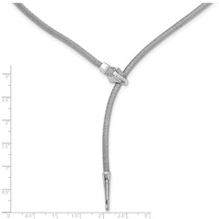 SS RH-plated Polished/Textured CZ Lariat Snake w/ 2in ext. Necklac