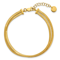 Sterling Silver Gold-pl Satin/Textured 2-Strand w/1in ext. Bracele