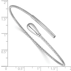 Sterling Silver RH-plated Polished and Textured Bypass Flexible Cu