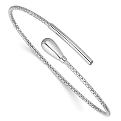 Sterling Silver RH-plated Polished and Textured Bypass Flexible Cu