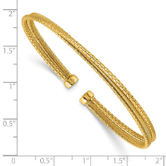 Sterling Silver Gold-plated Polished/Satin/Textured Flexible Cuff