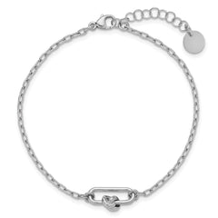 SS RH-plated Dangle Love Knot with 1in ext. Link Bracelet