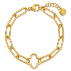 Sterling Silver Gold-plated Clover Fancy Link w/1in ext. Bracelet