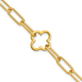 Sterling Silver Gold-plated Clover Fancy Link w/1in ext. Bracelet