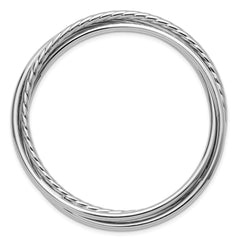 Sterling Silver RH-plated Polished and Twisted 3-Intertwined Slip-