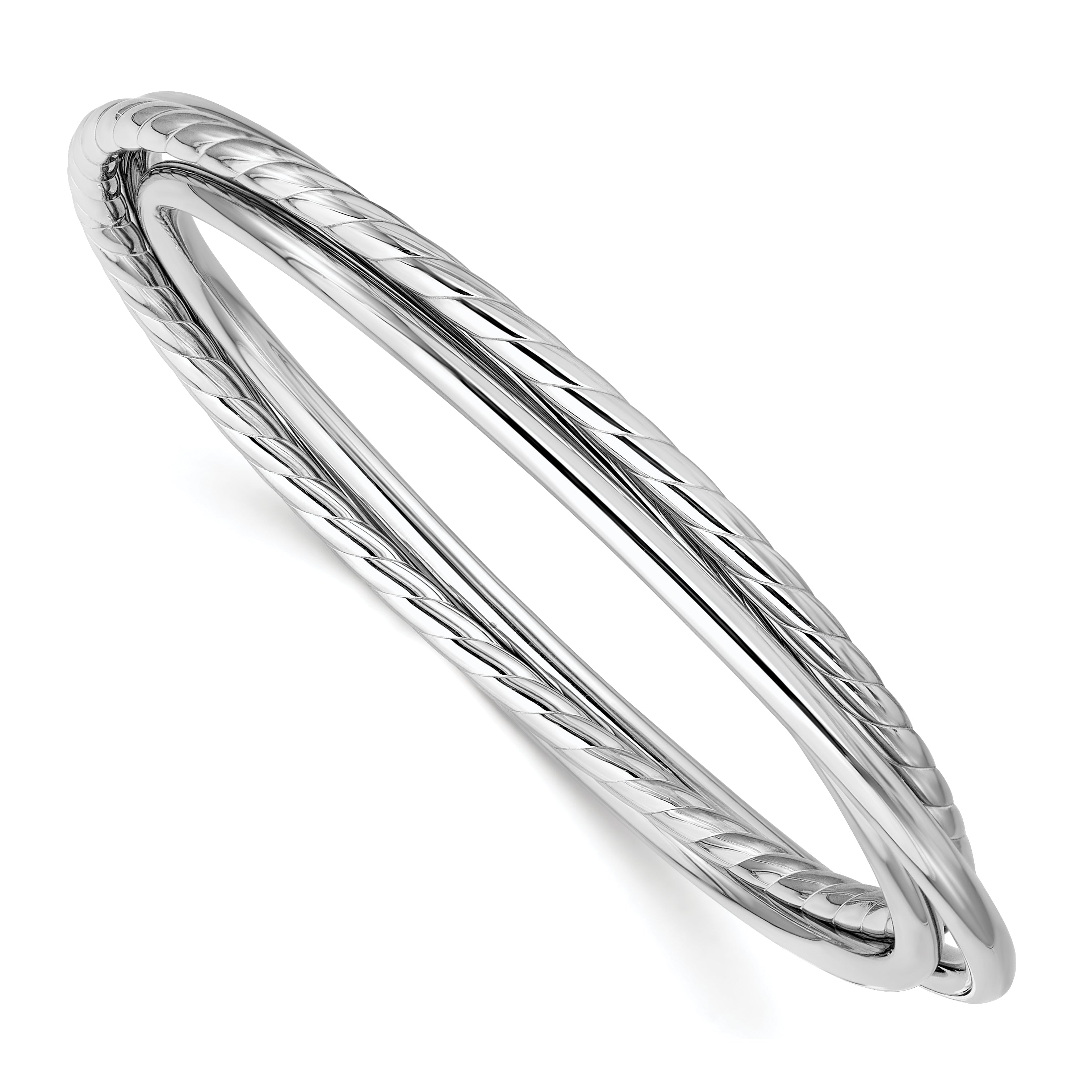 Sterling Silver RH-plated Polished and Twisted 3-Intertwined Slip-
