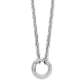 Sterling Silver RH-plated Polished Push Clasp Anchor Link Necklace