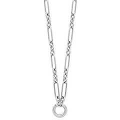 Sterling Silver RH-plated Polished Push Clasp Link Necklace