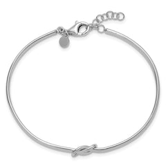 Sterling Silver RH-plated Polished Love Knot w/ 1in ext. Bangle