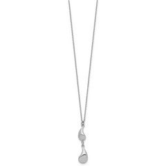 Sterling Silver RH-plated Polished Teardrop pendant w/ 2in ext. Ne