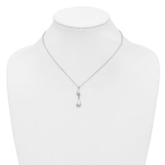 Sterling Silver RH-plated Polished Teardrop pendant w/ 2in ext. Ne