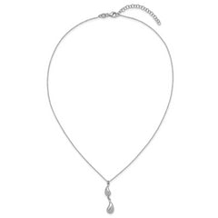 Sterling Silver RH-plated Polished Teardrop pendant w/ 2in ext. Ne