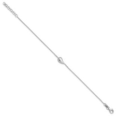 Sterling Silver RH-plated Polished Teardrop w/ 1in ext. Bracelet