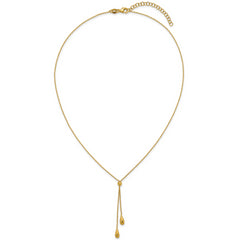 Sterling Silver Gold-tone Polished Teardrop Lariat w/ 2in ext. Nec