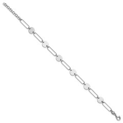 Sterling Silver RH-plated Polished Circle and Link w/ 1in ext. Bra