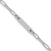 Sterling Silver RH-plated Polished Paperclip Bar w/ 1in ext. Brace