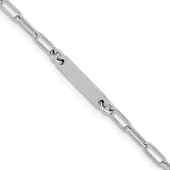 Sterling Silver RH-plated Polished Paperclip Bar w/ 1in ext. Brace