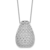 Sterling Silver RH-plated Polished Dia-cut Woven Pattern w/ 2in ex