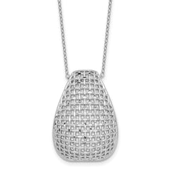 Sterling Silver RH-plated Polished Dia-cut Woven Pattern w/ 2in ex