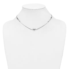 Sterling Silver RH-plated Polished Heart Herringbone w/ 2in ext. N