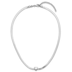 Sterling Silver RH-plated Polished Heart Herringbone w/ 2in ext. N