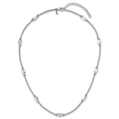 Sterling Silver RH-plated Fancy Link w/2in ext. Necklace