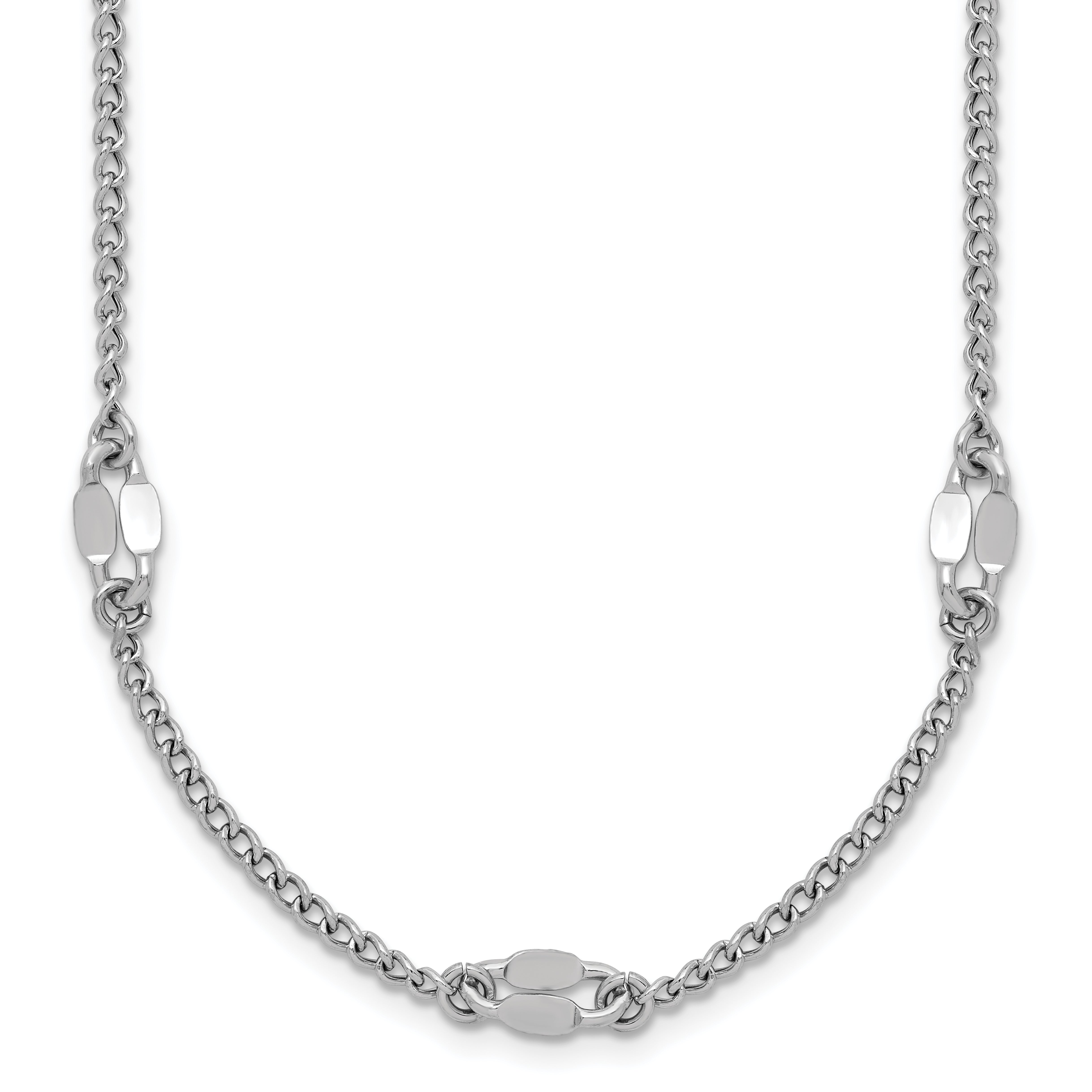 Sterling Silver RH-plated Fancy Link w/2in ext. Necklace