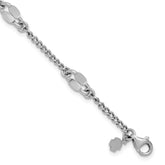 Sterling Silver RH-plated Fancy Link w/1in ext. Bracelet