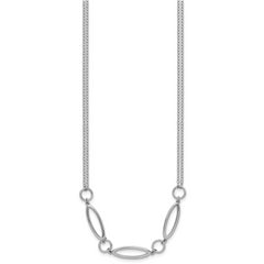 Sterling Silver RH-plated Geometric 2-stand w/2in ext. Necklace