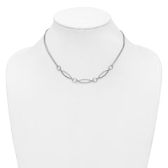Sterling Silver RH-plated Geometric 2-stand w/2in ext. Necklace