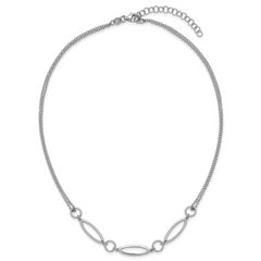 Sterling Silver RH-plated Geometric 2-stand w/2in ext. Necklace