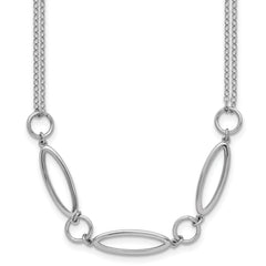 Sterling Silver RH-plated Geometric 2-stand w/2in ext. Necklace