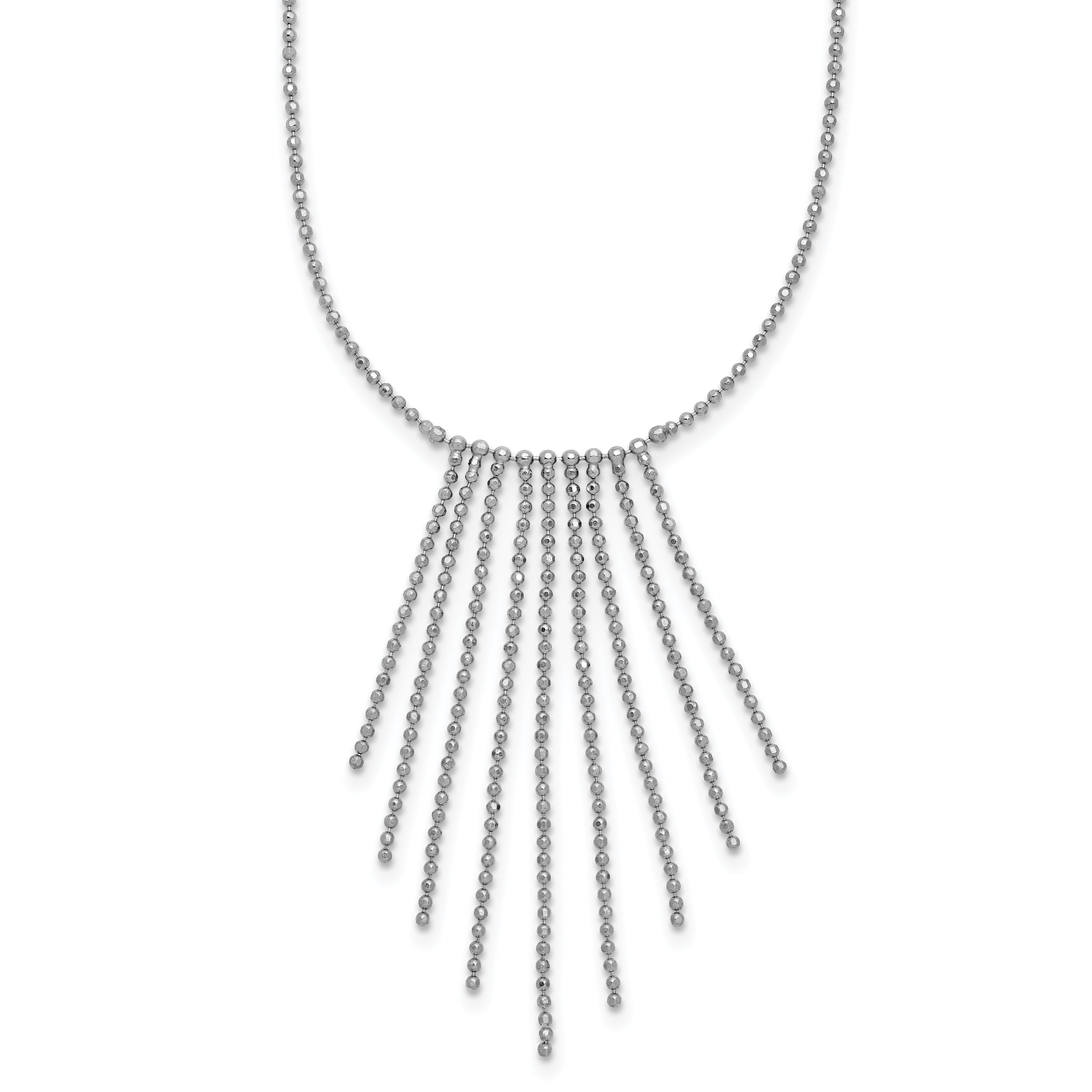 Sterling Silver RH-plated Polished D/C Fancy Necklace