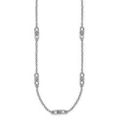Sterling Silver RH-plated Polished Fancy Link w/2in ext. Necklace