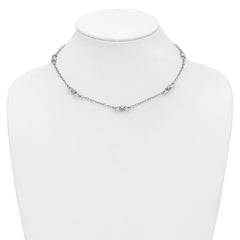 Sterling Silver RH-plated Polished Fancy Link w/2in ext. Necklace