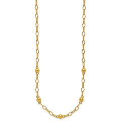 Sterling Silver Gold-tone pol. Beaded Link w/2in ext. Necklace