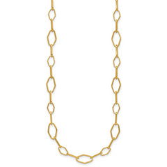 Sterling Silver Gold-tone pol. Fancy Link w/2in ext. Necklace