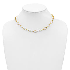 Sterling Silver Gold-tone pol. Fancy Link w/2in ext. Necklace