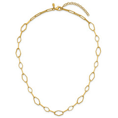 Sterling Silver Gold-tone pol. Fancy Link w/2in ext. Necklace