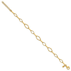 Sterling Silver Gold-tone pol. Fancy Link w/1in ext. Bracelet