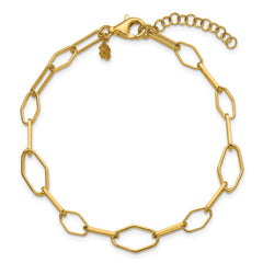 Sterling Silver Gold-tone pol. Fancy Link w/1in ext. Bracelet