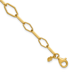 Sterling Silver Gold-tone pol. Fancy Link w/1in ext. Bracelet