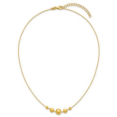 Sterling Silver Gold-tone pol. Fancy Circle w/2in ext. Necklace