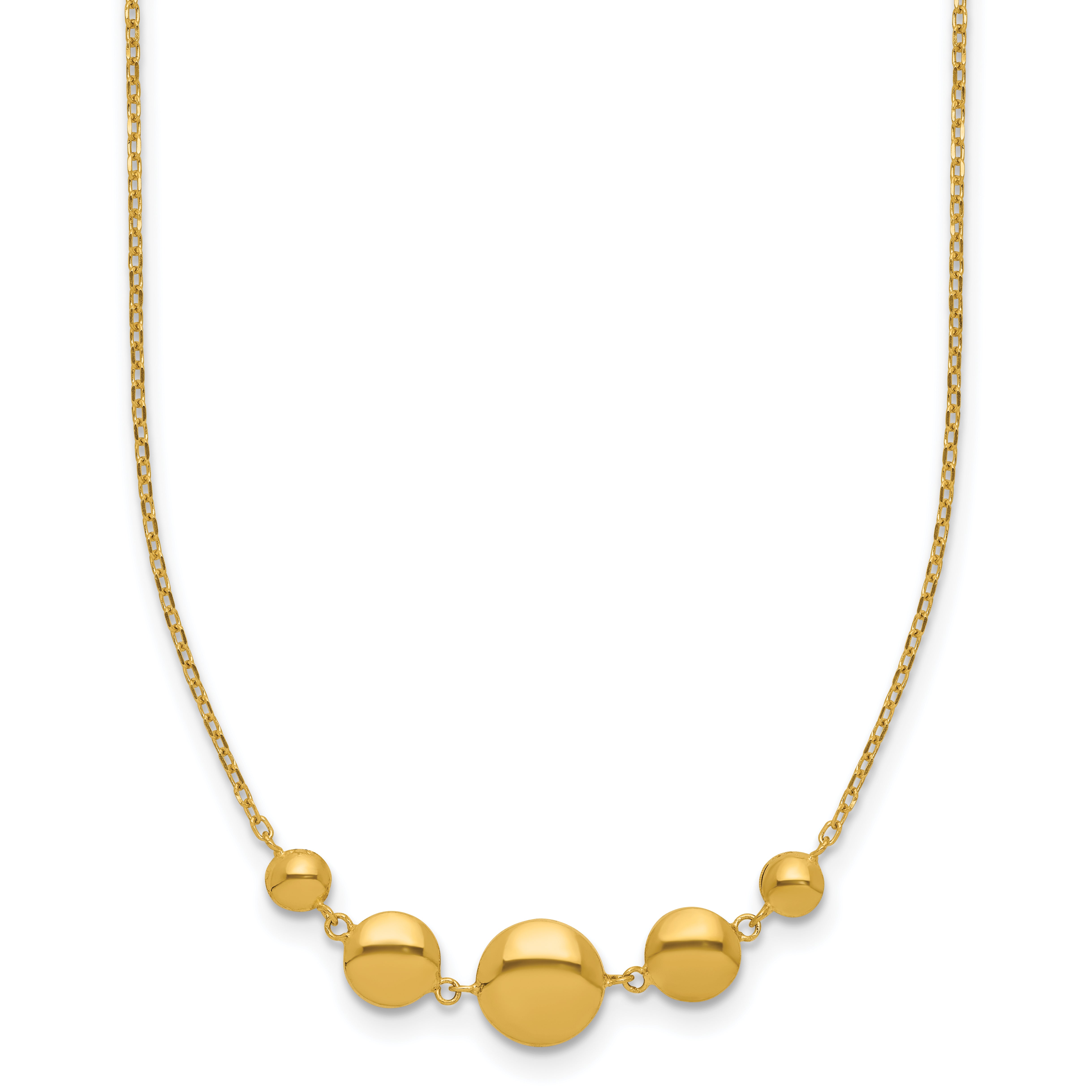 Sterling Silver Gold-tone pol. Fancy Circle w/2in ext. Necklace