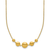 Sterling Silver Gold-tone pol. Fancy Circle w/2in ext. Necklace